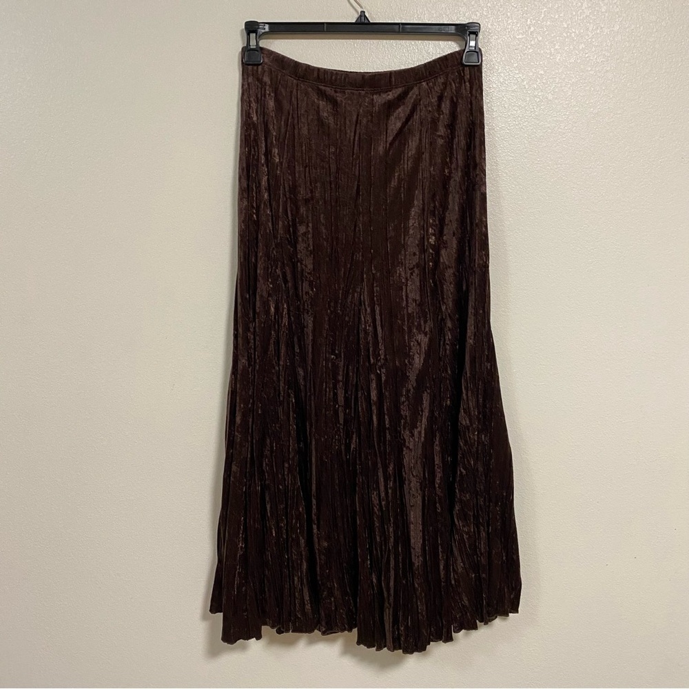 Karen Kane Maxi Skirt Womens Size Small Brown crush velvet texture